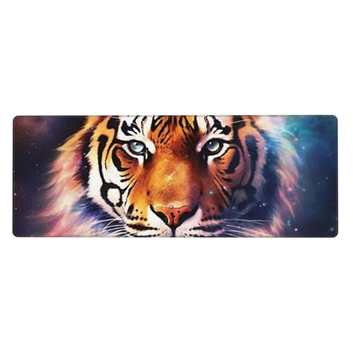 Großes Mauspad, Schreibtischunterlage, wasserdicht, Galaxie-Tiger-Gaming-Mauspad mit genähten Kanten, 80 x 30 cm, rutschfeste Schreibtischunterlage für den Schreibtisch von SDTYKHJ