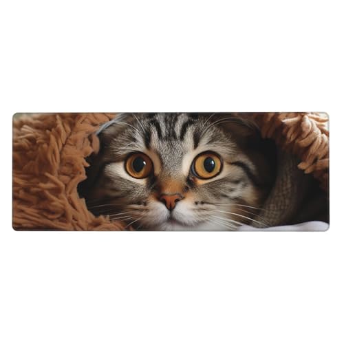 Großes Mauspad, Schreibtischunterlage, wasserdicht, Katzenunterlage, Gaming-Mauspad mit genähten Kanten, 80 x 30 cm, rutschfeste Schreibtischunterlage für Schreibtisch, Schreibunterlage für Büro von SDTYKHJ
