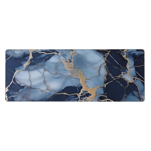 Großes Mauspad, Schreibtischunterlage, wasserdicht, Marmor-Muster, Gaming-Mauspad mit genähten Kanten, 80 x 30 cm, rutschfeste Schreibtischunterlage für den Schreibtisch, Schreibunterlage für Büro von SDTYKHJ