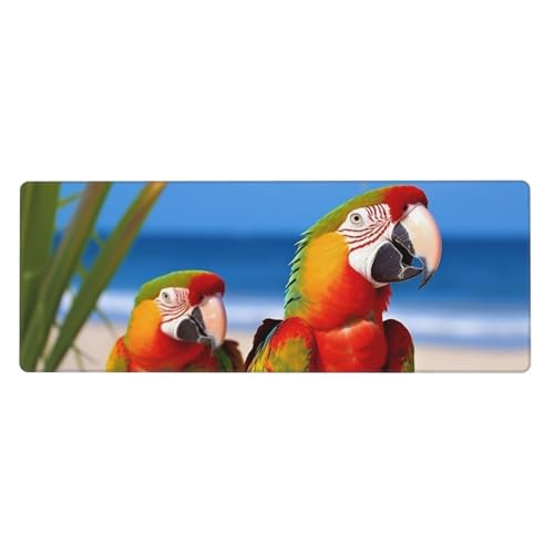 Großes Mauspad, Schreibtischunterlage, wasserdicht, Strandpapageien, Gaming-Mauspad mit genähten Kanten, 80 x 30 cm, rutschfeste Schreibtischunterlage für den Schreibtisch, Schreibunterlage für Büro von SDTYKHJ