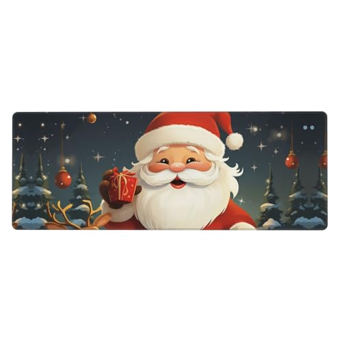 Großes Mauspad, Schreibtischunterlage, wasserdicht, Weihnachtsmann, Gaming-Mauspad mit genähten Kanten, 80 x 30 cm, rutschfeste Schreibtischunterlage für den Schreibtisch, Schreibunterlage für Büro von SDTYKHJ