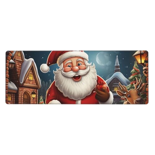 Großes Mauspad, Schreibtischunterlage, wasserdicht, Weihnachtsmann, Weihnachten, Zoom, Gaming-Mauspad mit genähten Kanten, 80 x 30 cm, rutschfeste Schreibtischunterlage für den Schreibtisch von SDTYKHJ