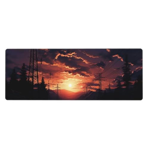 Großes Mauspad, wasserdichte Schreibtischunterlage, Abenddämmerung, Gaming-Mauspad mit genähten Kanten, 80 x 30 cm, rutschfeste Schreibtischunterlage für den Schreibtisch für Büro von SDTYKHJ