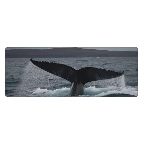 Großes Mauspad, wasserdichte Schreibtischunterlage, Buckelwalschwanz, Gaming-Mauspad mit genähten Kanten, 80 x 30 cm, rutschfeste Schreibtischunterlage für den Schreibtisch für Büro von SDTYKHJ