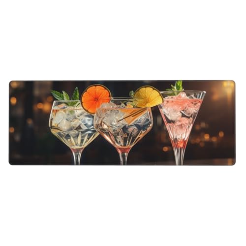Großes Mauspad, wasserdichte Schreibtischunterlage, Cocktail-Party, Gaming-Mauspad mit genähten Kanten, 80 x 30 cm, rutschfeste Schreibtischunterlage für den Schreibtisch, Schreibunterlage für Büro von SDTYKHJ