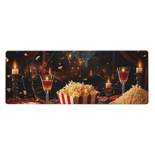 Großes Mauspad, wasserdichte Schreibtischunterlage, Filmabend, Party, Gaming-Mauspad mit genähten Kanten, 80 x 30 cm, rutschfeste Schreibtischunterlage für Schreibtisch, Schreibunterlage für Büro von SDTYKHJ