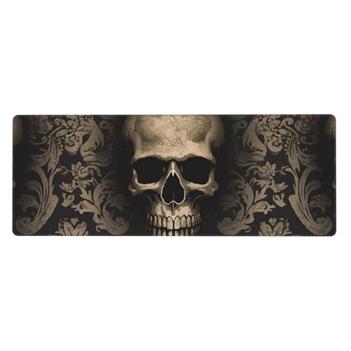 Großes Mauspad, wasserdichte Schreibtischunterlage, Gothic-Tapete, Totenkopf-Gaming-Mauspad mit genähten Kanten, 80 x 30 cm, rutschfeste Schreibtischunterlage für den Schreibtisch für Büro von SDTYKHJ