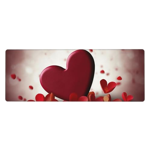 Großes Mauspad, wasserdichte Schreibtischunterlage, Herzen mit Liebe, Gaming-Mauspad mit genähten Kanten, 80 x 30 cm, rutschfeste Schreibtischunterlage für den Schreibtisch, Schreibunterlage für Büro von SDTYKHJ