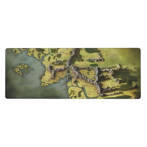 Großes Mauspad, wasserdichte Schreibtischunterlage, Mittelerd-Karte, Gaming-Mauspad mit genähten Kanten, 80 x 30 cm, rutschfeste Schreibtischunterlage für Schreibtisch, Schreibunterlage für Büro von SDTYKHJ
