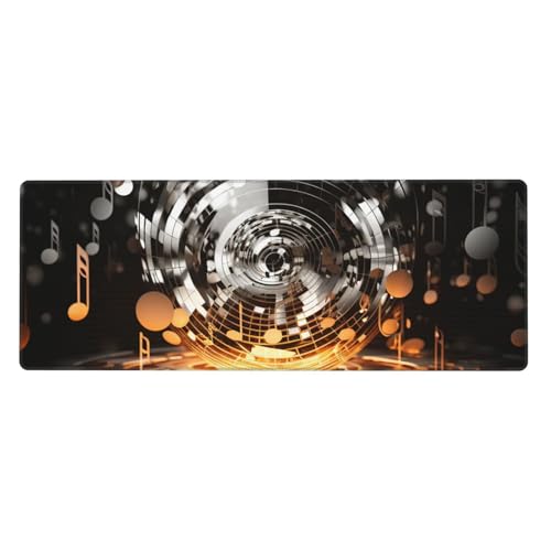 Großes Mauspad, wasserdichte Schreibtischunterlage, Musik-Motiv, Musikschlüssel, Gaming-Mauspad mit genähten Kanten, 80 x 30 cm, rutschfeste Schreibtischunterlage für den Schreibtisch für Büro von SDTYKHJ