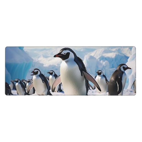 Großes Mauspad, wasserdichte Schreibtischunterlage, Pinguine, Gaming-Mauspad mit genähten Kanten, 80 x 30 cm, rutschfeste Schreibtischunterlage für den Schreibtisch, Schreibunterlage für Büro von SDTYKHJ