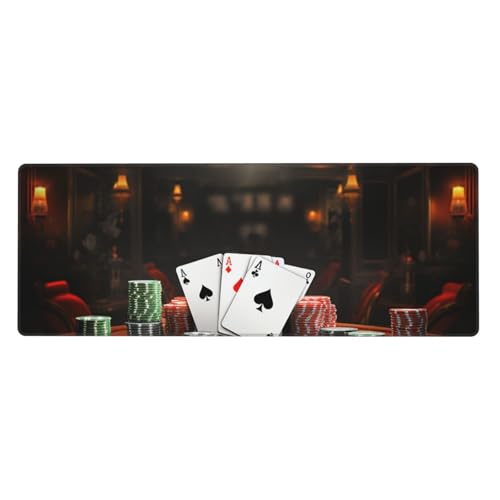Großes Mauspad, wasserdichte Schreibtischunterlage, Pokerturnier-Mauspad mit genähten Kanten, 80 x 30 cm, rutschfeste Schreibtischunterlage für den Schreibtisch, Schreibunterlage für Büro von SDTYKHJ