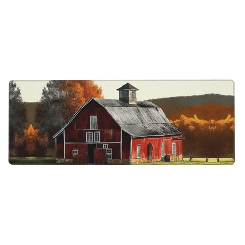 Großes Mauspad, wasserdichte Schreibtischunterlage, Scheune, Gaming-Mauspad mit genähten Kanten, 80 x 30 cm, rutschfeste Schreibtischunterlage für den Schreibtisch, Schreibunterlage für Büro von SDTYKHJ