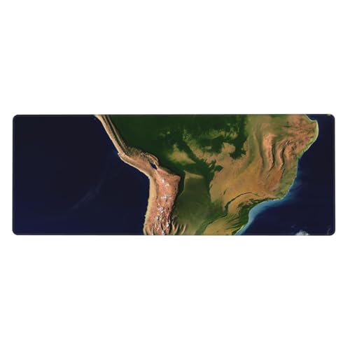 Großes Mauspad, wasserdichte Schreibtischunterlage, Südamerika, Satellitenbild, Gaming-Mauspad mit genähten Kanten, 80 x 30 cm, rutschfeste Schreibtischunterlage für den Schreibtisch, Schreibunterlage von SDTYKHJ
