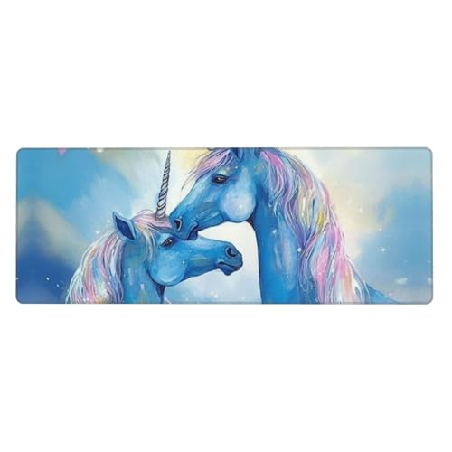 Großes Mauspad, wasserdichte Schreibtischunterlage, blaue Love-Gaming-Mauspad mit genähten Kanten, 80 x 30 cm, rutschfeste Schreibtischunterlage für den Schreibtisch, Schreibunterlage für Büro von SDTYKHJ
