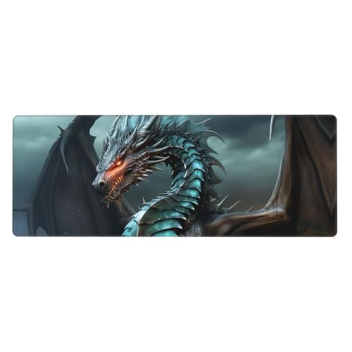 Großes Mauspad, wasserdichte Schreibtischunterlage, cooler Drachen-Gaming-Mauspad mit genähten Kanten, 80 x 30 cm, rutschfeste Schreibtischunterlage für den Schreibtisch, Schreibunterlage für Büro von SDTYKHJ