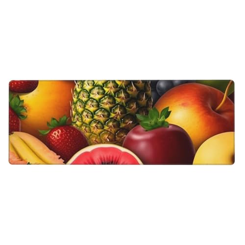 Großes Mauspad, wasserdichte Schreibtischunterlage, frische saftige Früchte, Gaming-Mauspad mit genähten Kanten, 80 x 30 cm, rutschfeste Schreibtischunterlage für den Schreibtisch, Schreibunterlage von SDTYKHJ