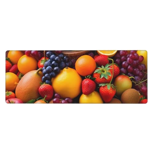 Großes Mauspad, wasserdichte Schreibtischunterlage, frisches Obst, Gaming-Mauspad mit genähten Kanten, 80 x 30 cm, rutschfeste Schreibtischunterlage für den Schreibtisch, Schreibunterlage für Büro von SDTYKHJ
