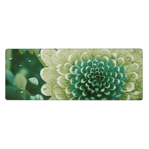 Großes Mauspad, wasserdichte Schreibtischunterlage, grüne Blume, Gaming-Mauspad mit genähten Kanten, 80 x 30 cm, rutschfeste Schreibtischunterlage für den Schreibtisch, Schreibunterlage für Büro von SDTYKHJ
