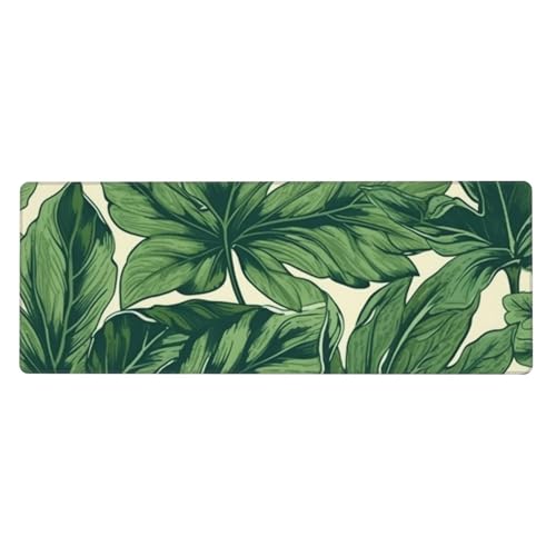 Großes Mauspad, wasserdichte Schreibtischunterlage, grünes Laub, botanisches Gaming-Mauspad mit genähten Kanten, 80 x 30 cm, rutschfeste Schreibtischunterlage für den Schreibtisch, Schreibunterlage Großes Mauspad, wasserdichte Schreibtischunterlage, grünes Laub, botanisches Gaming-Mauspad mit genähten Kanten, 80 x 30 cm, rutschfeste Schreibtischunterlage für den Schreibtisch, Schreibunterlage von SDTYKHJ