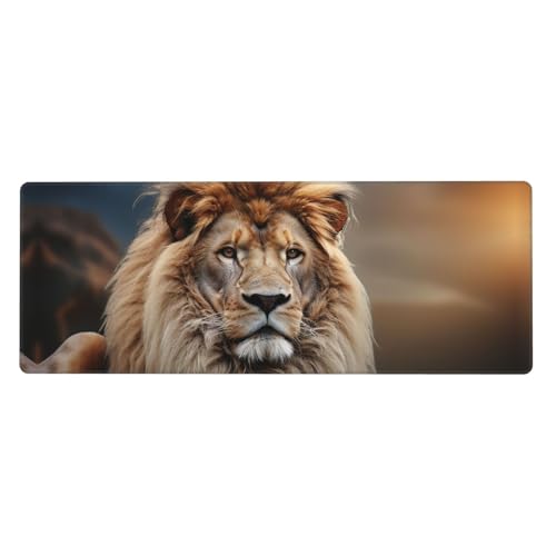Großes Mauspad, wasserdichte Schreibtischunterlage, kreative Tiere, Löwe, Gaming-Mauspad mit genähten Kanten, 80 x 30 cm, rutschfeste Schreibtischunterlage für den Schreibtisch, Schreibunterlage für von SDTYKHJ