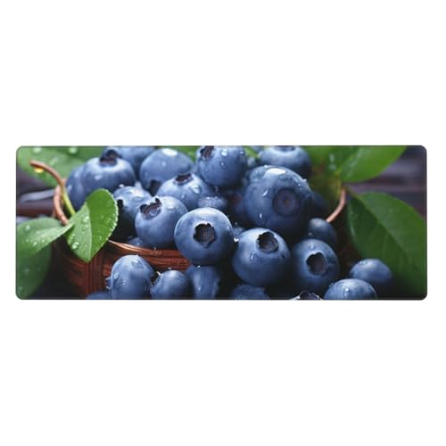 Großes Mauspad, wasserdichte Schreibtischunterlage, leckere Blaubeeren, Gaming-Mauspad mit genähten Kanten, 80 x 30 cm, rutschfeste Schreibtischunterlage für den Schreibtisch, Schreibunterlage für von SDTYKHJ