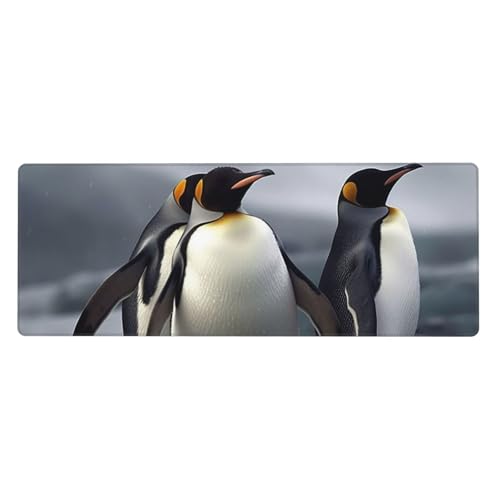 Großes Mauspad, wasserdichte Schreibtischunterlage, lustige Pinguine, Gaming-Mauspad mit genähten Kanten, 80 x 30 cm, rutschfeste Schreibtischunterlage für Schreibtisch, Schreibunterlage für Büro von SDTYKHJ