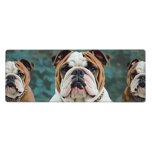 Großes Mauspad, wasserdichte Schreibtischunterlage, lustige englische Bulldogge, Gaming-Mauspad mit genähten Kanten, 80 x 30 cm, rutschfeste Schreibtischunterlage für den Schreibtisch von SDTYKHJ