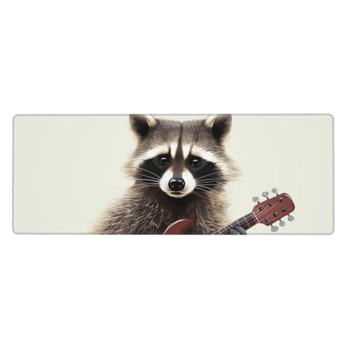 Großes Mauspad, wasserdichte Schreibtischunterlage, lustiger Waschbär, Gaming-Mauspad mit genähten Kanten, 80 x 30 cm, rutschfeste Schreibtischunterlage für den Schreibtisch, Schreibunterlage für Büro von SDTYKHJ