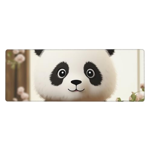 Großes Mauspad, wasserdichte Schreibtischunterlage, niedlicher weißer Panda, Gaming-Mauspad mit genähten Kanten, 80 x 30 cm, rutschfeste Schreibtischunterlage für den Schreibtisch, Schreibunterlage von SDTYKHJ