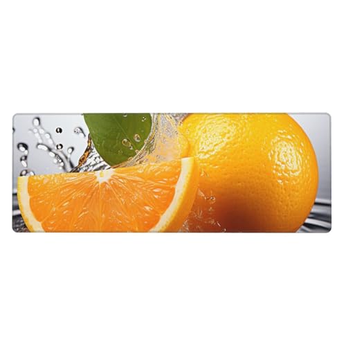 Großes Mauspad, wasserdichte Schreibtischunterlage, orangefarbene Früchte, Gaming-Mauspad mit genähten Kanten, 80 x 30 cm, rutschfeste Schreibtischunterlage für den Schreibtisch, Schreibunterlage für von SDTYKHJ