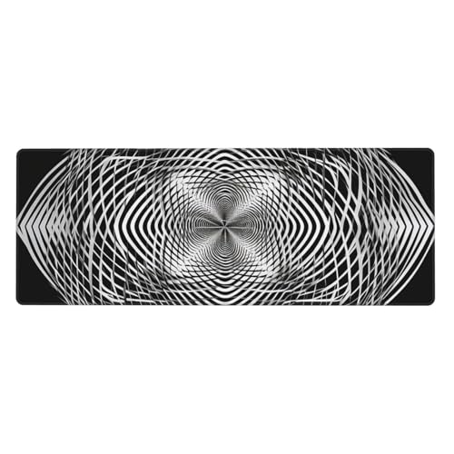 Großes Mauspad, wasserdichte Schreibtischunterlage, schwarz und weiß, geometrische Form, Kunst, Gaming-Mauspad mit genähten Kanten, 80 x 30 cm, rutschfeste Schreibtischunterlage für den Schreibtisch von SDTYKHJ