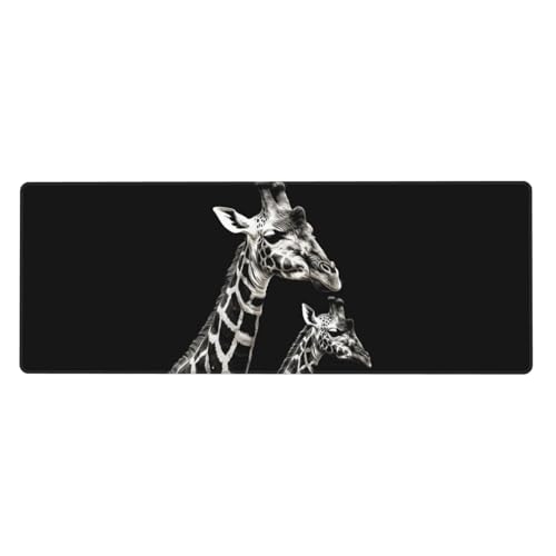 Großes Mauspad, wasserdichte Schreibtischunterlage, schwarze Giraffe, Gaming-Mauspad mit genähten Kanten, 80 x 30 cm, rutschfeste Schreibtischunterlage für den Schreibtisch, Schreibunterlage für Büro von SDTYKHJ
