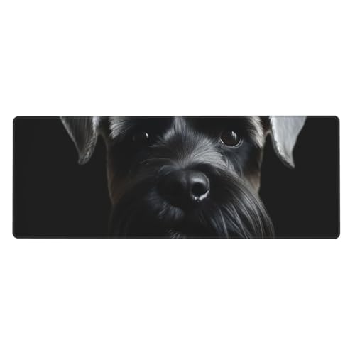 Großes Mauspad, wasserdichte Schreibtischunterlage, schwarzer Schnauzer-Hund, Gaming-Mauspad mit genähten Kanten, 80 x 30 cm, rutschfeste Schreibtischunterlage für Schreibtisch, Schreibunterlage für von SDTYKHJ