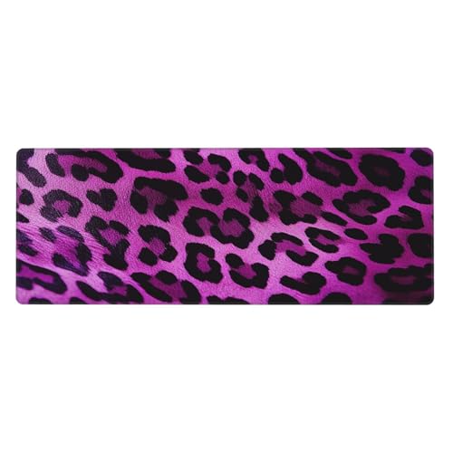 Großes Mauspad, wasserdichte Schreibtischunterlagen, violetter Leoparden-Gaming-Mauspad mit genähten Kanten, 80 x 30 cm, rutschfeste Schreibtischunterlage für den Schreibtisch, Schreibunterlage für von SDTYKHJ