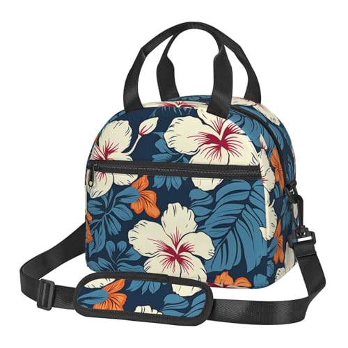 Hawaii-Blumen-Lunchbox für Männer und Frauen, große Kapazität, Kühlbox, wiederverwendbar, isolierte Lunchtasche mit verstellbarem Schultergurt, Lunchbox für Erwachsene von SDTYKHJ