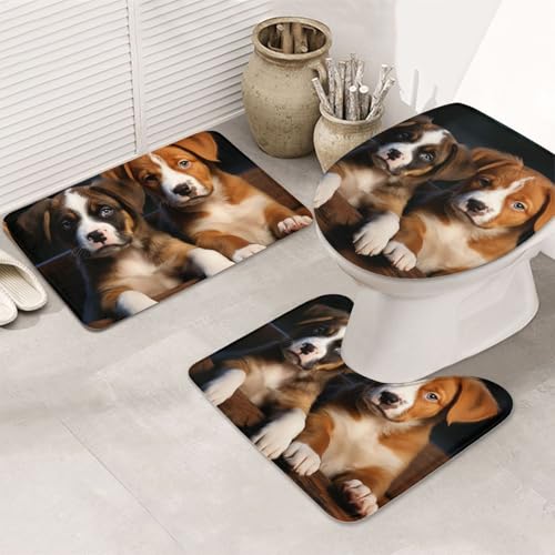 SDTYKHJ Badezimmerteppich-Set, 3-teilig, sehr saugfähig, rutschfest, Badematte, Welpen, Hunde, Haustiere, Tiere, Fußmatten, weicher Duschvorleger, U-förmiger WC-Vorleger, WC-Deckelbezug für Badewanne SDTYKHJ Badezimmerteppich-Set, 3-teilig, sehr saugfähig, rutschfest, Badematte, Welpen, Hunde, Haustiere, Tiere, Fußmatten, weicher Duschvorleger, U-förmiger WC-Vorleger, WC-Deckelbezug für Badewanne von SDTYKHJ
