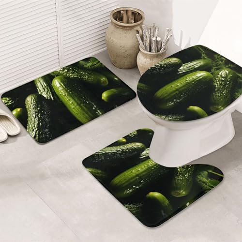 SDTYKHJ Badezimmerteppich-Set, 3-teilig, sehr saugfähig, rutschfest, Badematte, weicher Duschvorleger, U-förmiger WC-Vorleger, WC-Deckelbezug für Badewanne, Dusche von SDTYKHJ