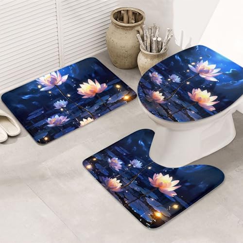 SDTYKHJ Badezimmerteppich-Set, 3-teilig, sehr saugfähig, rutschfest, Badteppich, Nachtblumen, Bodenmatten, weicher Duschvorleger, U-förmiger Kontur-WC-Vorleger, WC-Deckelbezug für Badewanne, Dusche SDTYKHJ Badezimmerteppich-Set, 3-teilig, sehr saugfähig, rutschfest, Badteppich, Nachtblumen, Bodenmatten, weicher Duschvorleger, U-förmiger Kontur-WC-Vorleger, WC-Deckelbezug für Badewanne, Dusche von SDTYKHJ