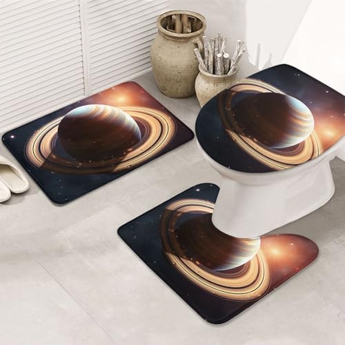 SDTYKHJ Badezimmerteppich-Set, 3-teilig, sehr saugfähig, rutschfest, Badteppich, Saturn-Ring, Fußmatten, weicher Duschvorleger, U-förmiger Kontur-WC-Vorleger, WC-Deckelbezug für Badewanne, Dusche SDTYKHJ Badezimmerteppich-Set, 3-teilig, sehr saugfähig, rutschfest, Badteppich, Saturn-Ring, Fußmatten, weicher Duschvorleger, U-förmiger Kontur-WC-Vorleger, WC-Deckelbezug für Badewanne, Dusche von SDTYKHJ
