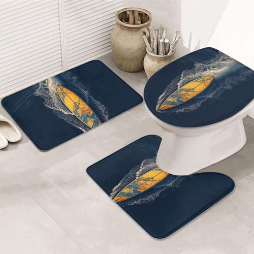 SDTYKHJ Badezimmerteppich-Set, 3-teilig, sehr saugfähig, rutschfest, Badteppich, Surfbrett-Bodenmatten, weicher Duschvorleger, U-förmiger Kontur-WC-Vorleger, WC-Deckelbezug für Badewanne, Dusche SDTYKHJ Badezimmerteppich-Set, 3-teilig, sehr saugfähig, rutschfest, Badteppich, Surfbrett-Bodenmatten, weicher Duschvorleger, U-förmiger Kontur-WC-Vorleger, WC-Deckelbezug für Badewanne, Dusche von SDTYKHJ