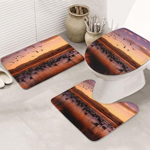 SDTYKHJ Badezimmerteppich-Set, 3-teilig, ultra-saugfähig, rutschfest, Badematte, Bosque del Apache, Wildtier-Refuge, Bodenmatten, weicher Duschvorleger, U-förmiger WC-Vorleger, WC-Deckelbezug für SDTYKHJ Badezimmerteppich-Set, 3-teilig, ultra-saugfähig, rutschfest, Badematte, Bosque del Apache, Wildtier-Refuge, Bodenmatten, weicher Duschvorleger, U-förmiger WC-Vorleger, WC-Deckelbezug für von SDTYKHJ