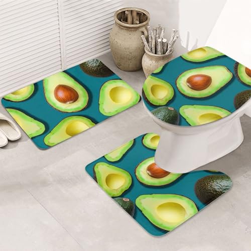 SDTYKHJ Badezimmerteppich-Set, 3-teilig, ultra-saugfähig, rutschfest, Badematte, frische tropische Früchte, Fußmatten, weicher Duschvorleger, U-förmiger Kontur-WC-Vorleger, WC-Deckelbezug für SDTYKHJ Badezimmerteppich-Set, 3-teilig, ultra-saugfähig, rutschfest, Badematte, frische tropische Früchte, Fußmatten, weicher Duschvorleger, U-förmiger Kontur-WC-Vorleger, WC-Deckelbezug für von SDTYKHJ