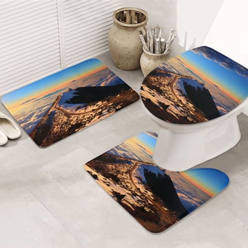 SDTYKHJ Badezimmerteppich-Set, 3-teilig, ultra-saugfähig, rutschfest, Badteppich, Mauna Kea, Summit Sonnenuntergang, Fußmatten, weicher Duschvorleger, U-förmiger WC-Vorleger, WC-Deckelbezug für SDTYKHJ Badezimmerteppich-Set, 3-teilig, ultra-saugfähig, rutschfest, Badteppich, Mauna Kea, Summit Sonnenuntergang, Fußmatten, weicher Duschvorleger, U-förmiger WC-Vorleger, WC-Deckelbezug für von SDTYKHJ