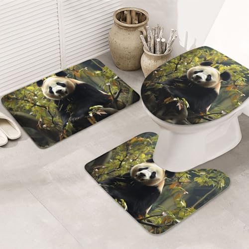 SDTYKHJ Badezimmerteppich-Set, 3-teilig, ultra-saugfähig, rutschfest, Badteppich, Pandabaum, Fußmatten, weicher Duschvorleger, U-förmiger Kontur-WC-Vorleger, WC-Deckelbezug für Badewanne, Dusche SDTYKHJ Badezimmerteppich-Set, 3-teilig, ultra-saugfähig, rutschfest, Badteppich, Pandabaum, Fußmatten, weicher Duschvorleger, U-förmiger Kontur-WC-Vorleger, WC-Deckelbezug für Badewanne, Dusche von SDTYKHJ