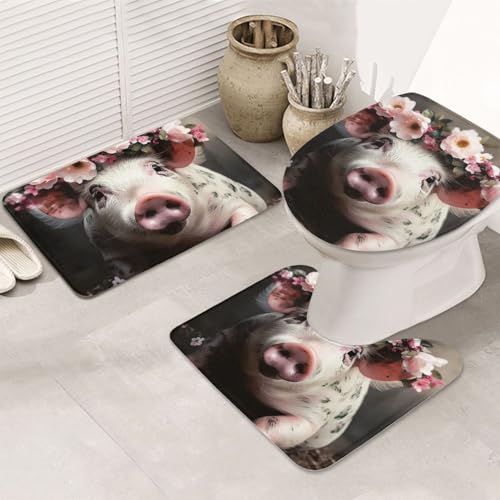 SDTYKHJ Badezimmerteppich-Set, 3-teilig, ultra-saugfähig, rutschfest, Badteppich, lächelnde Bodenmatten, weicher Duschvorleger, U-förmiger Kontur-WC-Vorleger, WC-Deckelbezug für Badewanne, Dusche SDTYKHJ Badezimmerteppich-Set, 3-teilig, ultra-saugfähig, rutschfest, Badteppich, lächelnde Bodenmatten, weicher Duschvorleger, U-förmiger Kontur-WC-Vorleger, WC-Deckelbezug für Badewanne, Dusche von SDTYKHJ