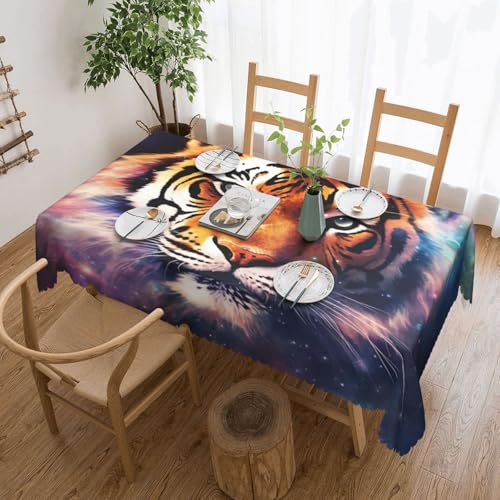 SDTYKHJ Rechteckige Tischdecke, wasserdicht, abwischbar, knitterfrei, Esstischdecke, Motiv: Galaxie-Tiger, dekorative Tischdecken, 137 x 183 cm von SDTYKHJ