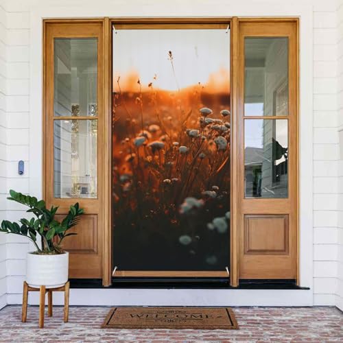 Willkommens-Türabdeckung Banner Verdunkelung Türvorhänge Dekorationen Fenstervorhang Vorhänge Blumen im Sonnenuntergang Saisonal Veranda Schild Foto Hintergrund Wandbehang Banner Flagge 180 x 80 cm von SDTYKHJ
