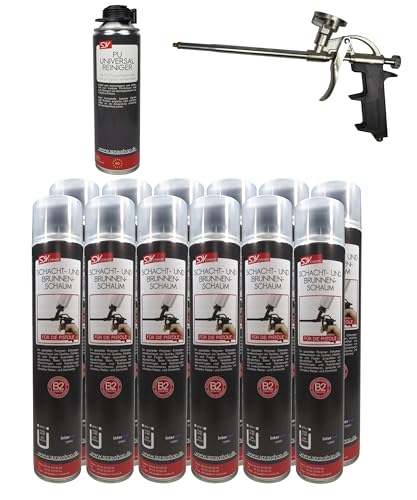 SDV Chemie Brunnenschaum B2 Pistolenschaum SET 12x 750ml + 1x PU Reiniger 500ml + 1x PU-Schaum-Dosierpistole SDV Chemie Brunnenschaum B2 Pistolenschaum SET 12x 750ml + 1x PU Reiniger 500ml + 1x PU-Schaum-Dosierpistole von SDV Chemie