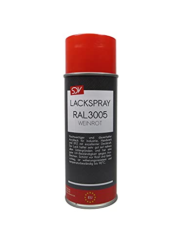 SDV Chemie Lackspray RAL 3005 WEINROT seidenglanz 1x 400ml seidenglänzend Acryllack von SDV Chemie